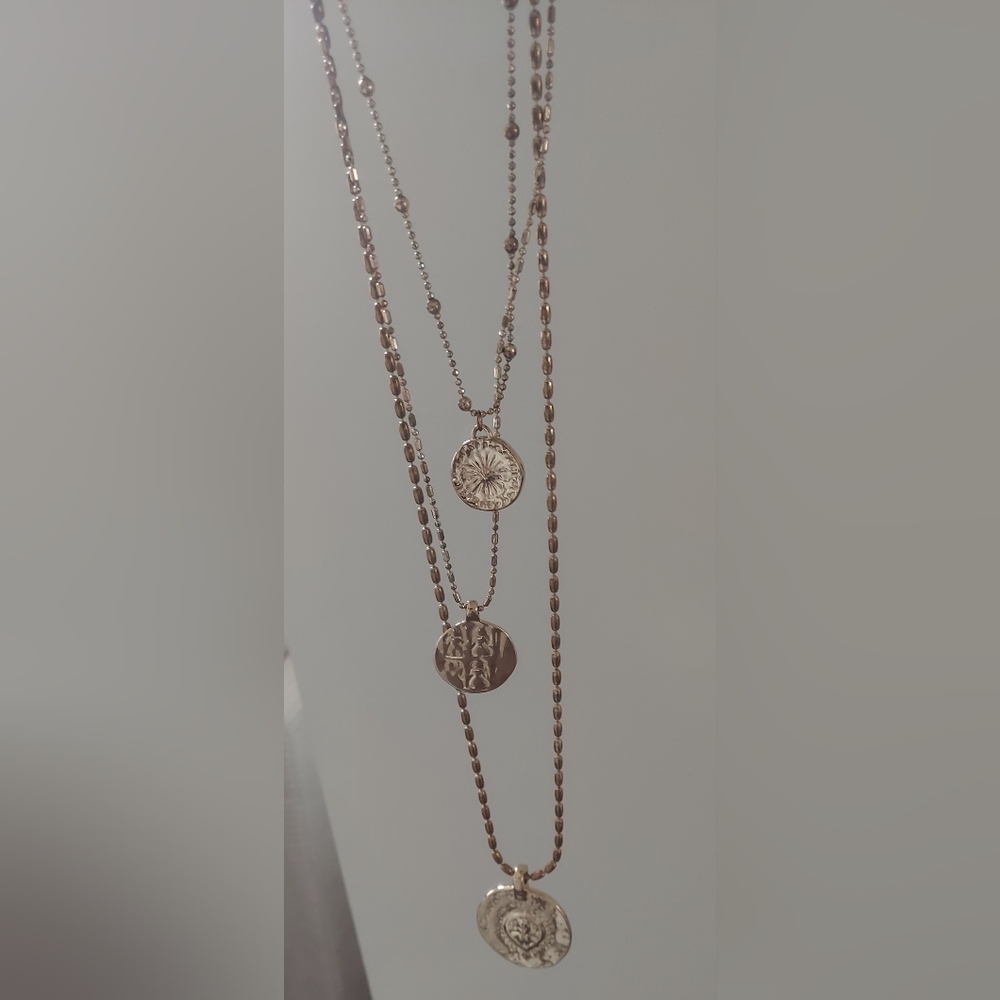 Elegant Gold Layered Necklace Set 21"